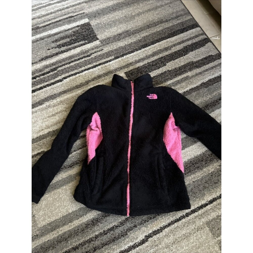 THE NORTH FACE PINK & BLACK DENALI FLEECE FULL ZIP JACKET YOUTH GIRLS L 14/16